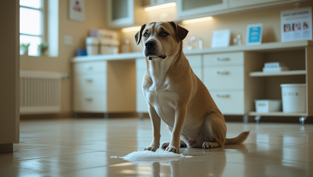 dog vomiting white foam