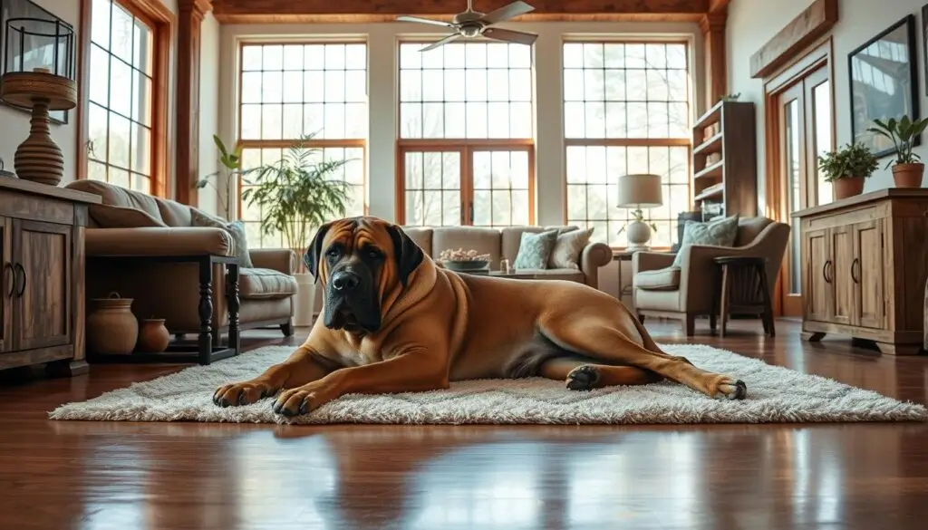 spanish mastiff in a large living space