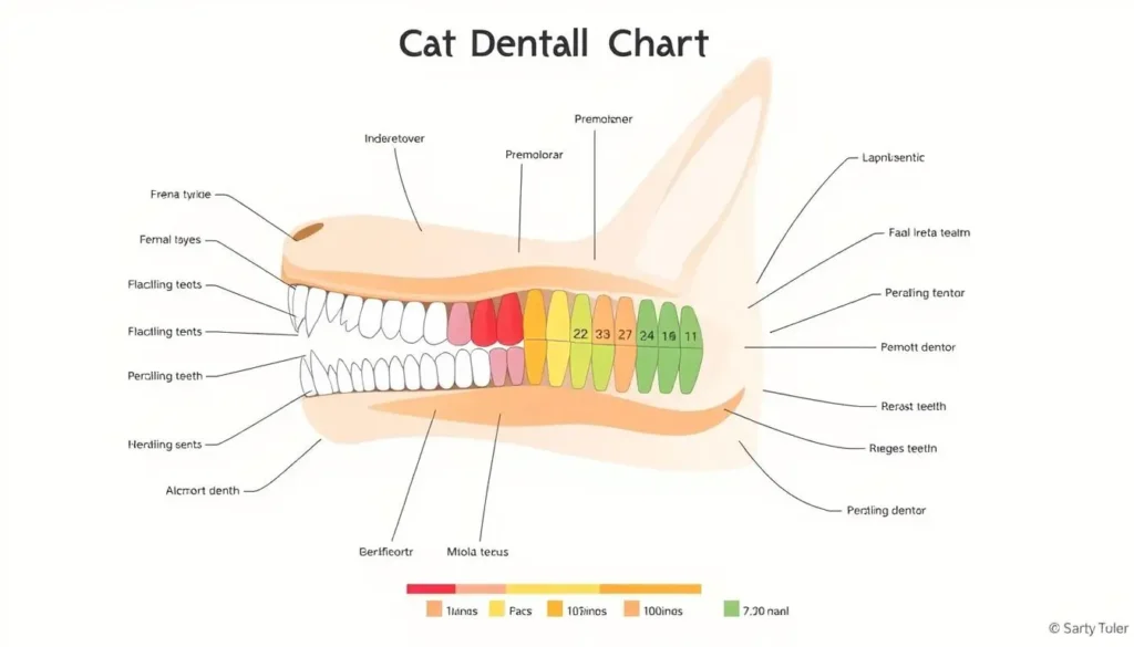 Side-by-side cat and dog dental charts showing labeled teeth and oral structures